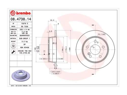 BREMBO Bremsscheibensatz HA Mercedes-Benz W201 / W124 / C124 / S124 (Satz besteht aus beiden Bremsscheiben)