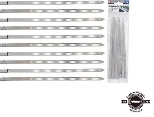 Kabelbinder-Sortiment | Edelstahl | rostfrei | 7,0 x 200 mm | 10-tlg.