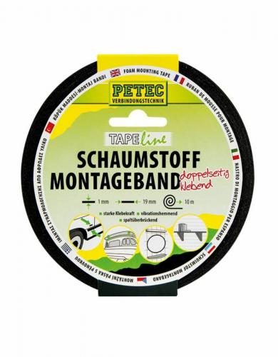 PETEC Schaumstoff Montageband schwarz 10mx19mmx1mm