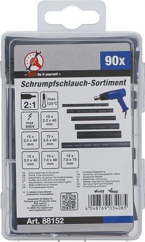 BGS 88152 Schrumpfschlauch-Sortiment | schwarz | 90-tlg.
