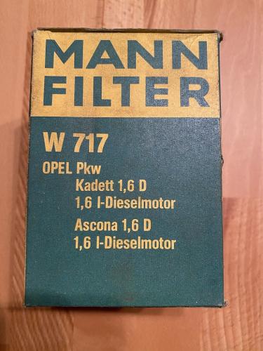 MANN-FIlter W717 Ölfilter Opel Ascona C, Astra F, Kadett D, Kadett E, Vectra A Diesel