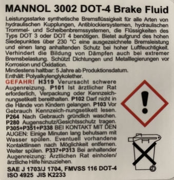 MANNOL Brake Fluid  DOT-4  Bremsflüssigkeit  455g Dose ( 0,5 Liter)