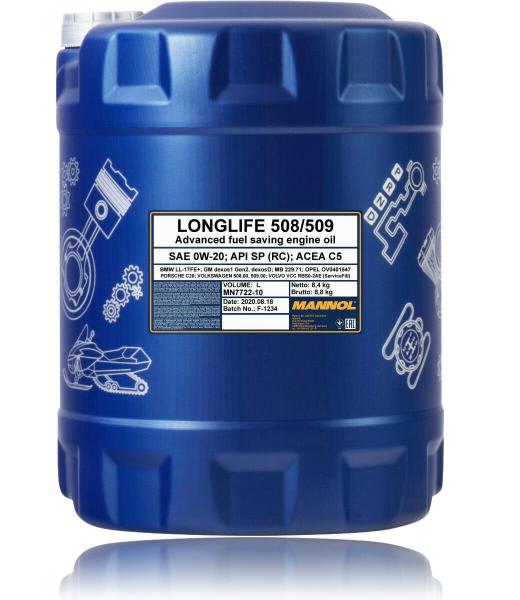 Mannol 7722 Longlife 508/509 10 Liter ( VW 508.00 / 509.00; MB 229.71,..)