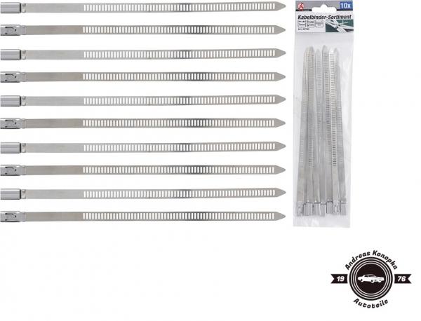 Kabelbinder-Sortiment | Edelstahl | rostfrei | 7,0 x 200 mm | 10-tlg.