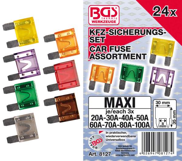 KFZ-Sicherungssortiment "Maxi-Sicherungen" 24 tlg.