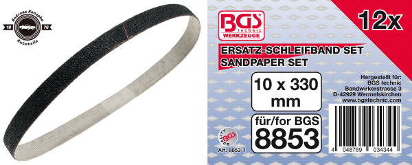 Schleifband | 10 mm x 330 mm | Inh. 12 Stück für Art. 8853