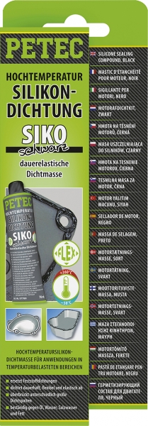 PETEC Hochtemperatur-Silikondichtung, dauerelastisch schwarz 70ml Tube