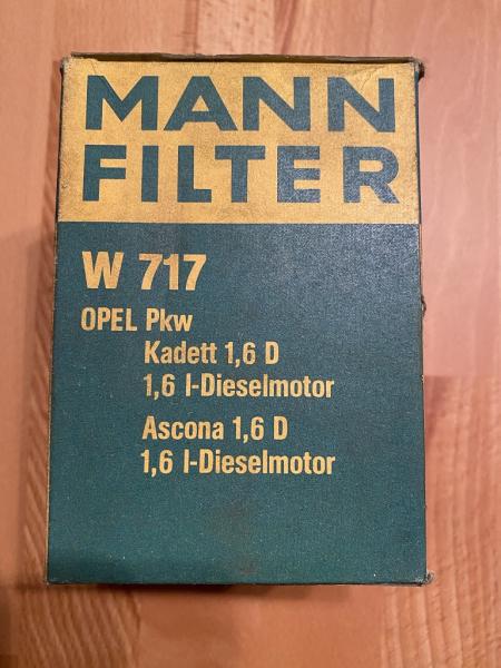 MANN-FIlter W717 Ölfilter Opel Ascona C, Astra F, Kadett D, Kadett E, Vectra A Diesel