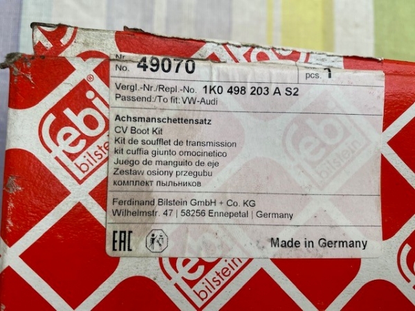 Febi Achsmanschettensatz 49070 1K0498203AS2 VW Audi