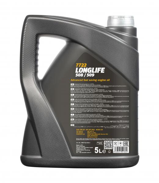 Mannol 7722 Longlife 508/509 5 Liter ( VW 508.00 / 509.00; MB 229.71,..)